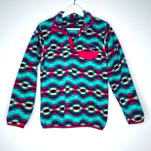Patagonia Synchilla Wild Desert Aztec print Pullover Snap Fleece sweater top XS